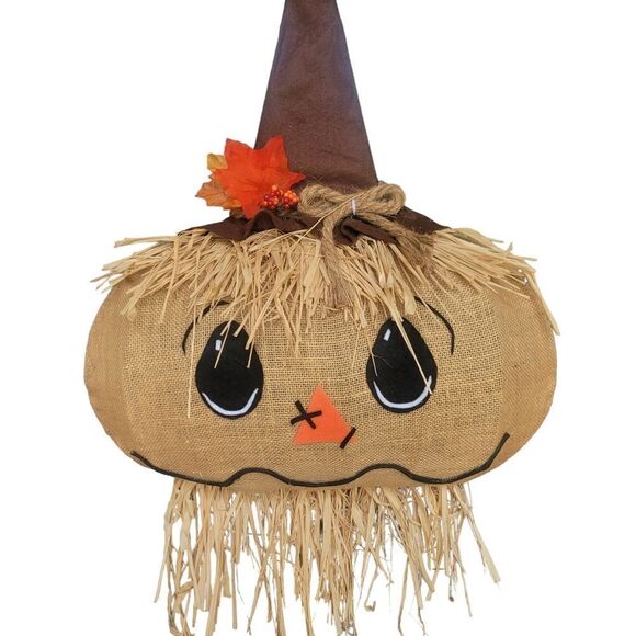 Burlap Scarecrow fall/ halloween door wreath - Picture 1 of 4